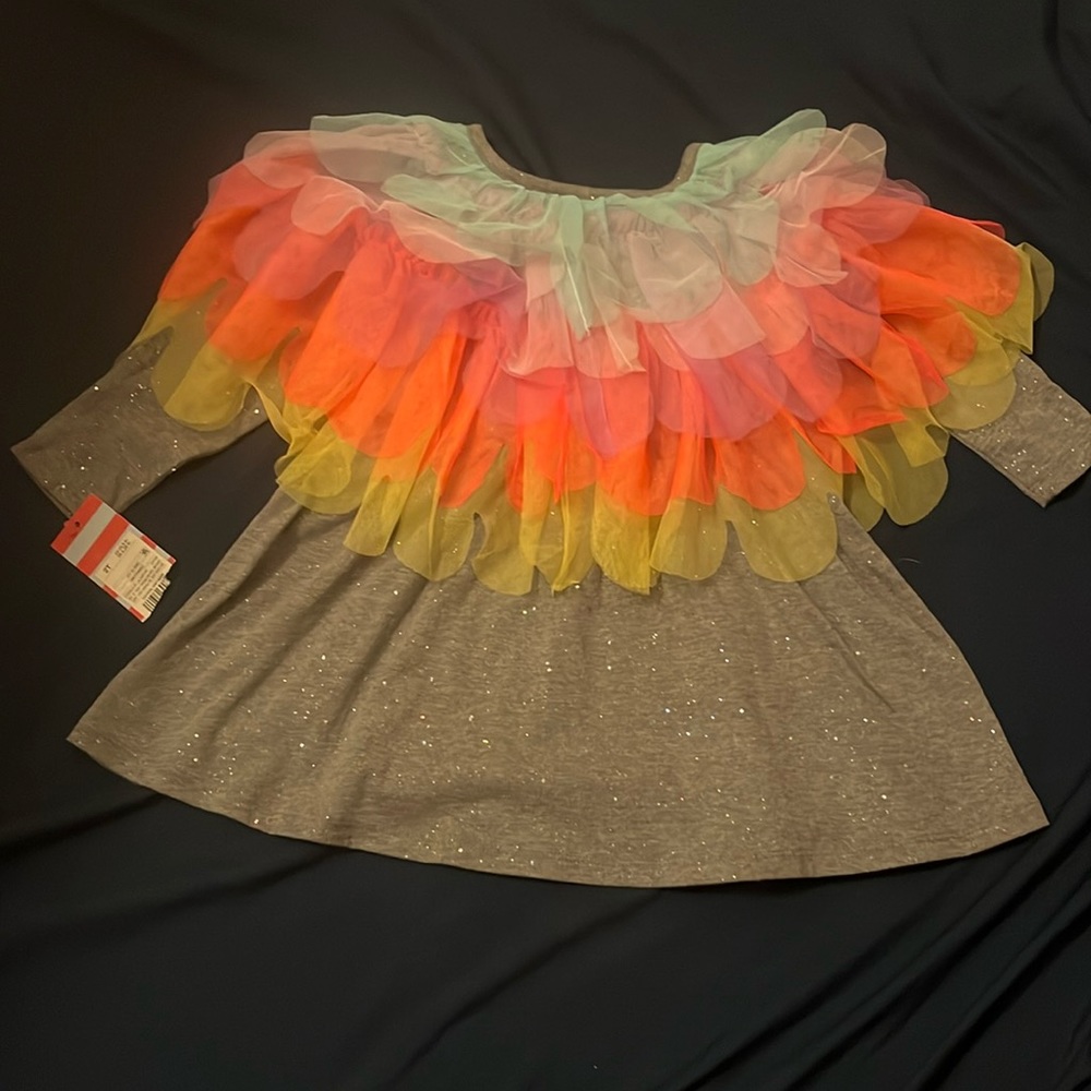 NWT Cat & Jack grey (rainbow ruffle) dress w/ glitter